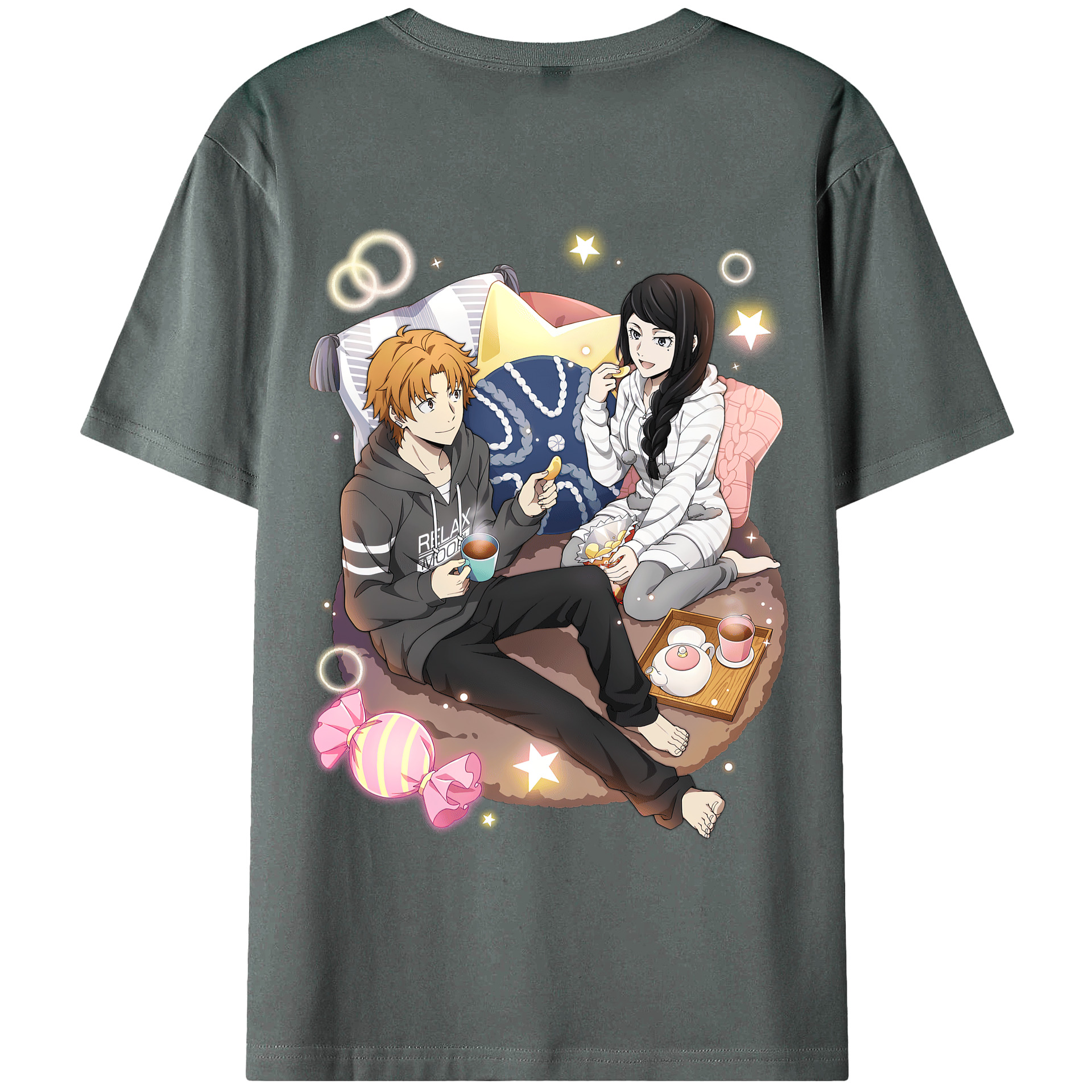 （画像用） 文豪ストレイドッグス Bungo Stray Dogs 綿100％ メンズ半袖Tシャツ（バックプリント） 通気性